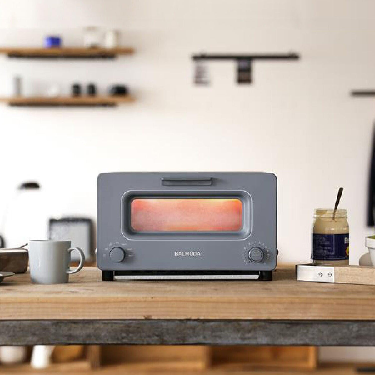BALMUDA The Toaster | Steam Oven Toaster | 5 Cooking Modes: Sandwich Bread, Artisan Bread, Pizza & Pastry, Oven | Precise Heat Control | Steam Technology | Baking Pan | US Version | Gray