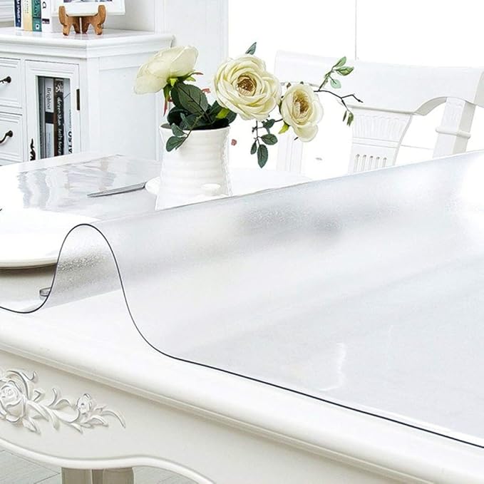 NECAUX Custom Multisize 1.5mm Thick Frosted PVC Table Cover Protector - 19 x 27 Inch Rectangular Plastic Table Cover Desk Pad Mat for Office & Computer Desk