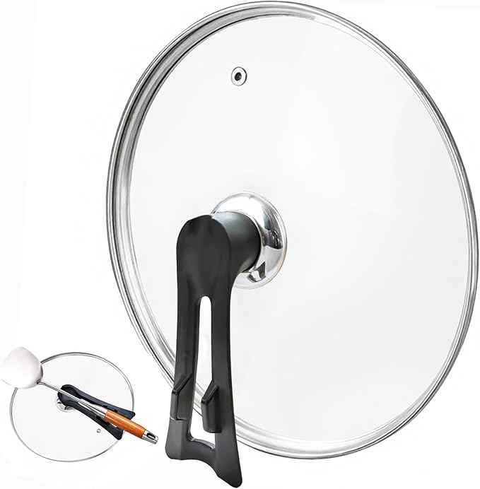 Glass Lid For Pots, Pans and Skillets, Round Tempered Clear Glass Cover Replacement with Steam Vent, Heat Resistant Handle, 11″, 12″, 12.5″, 13.5″ And 14″,14 Inch Fit Inner dia 14.1″-14.5″