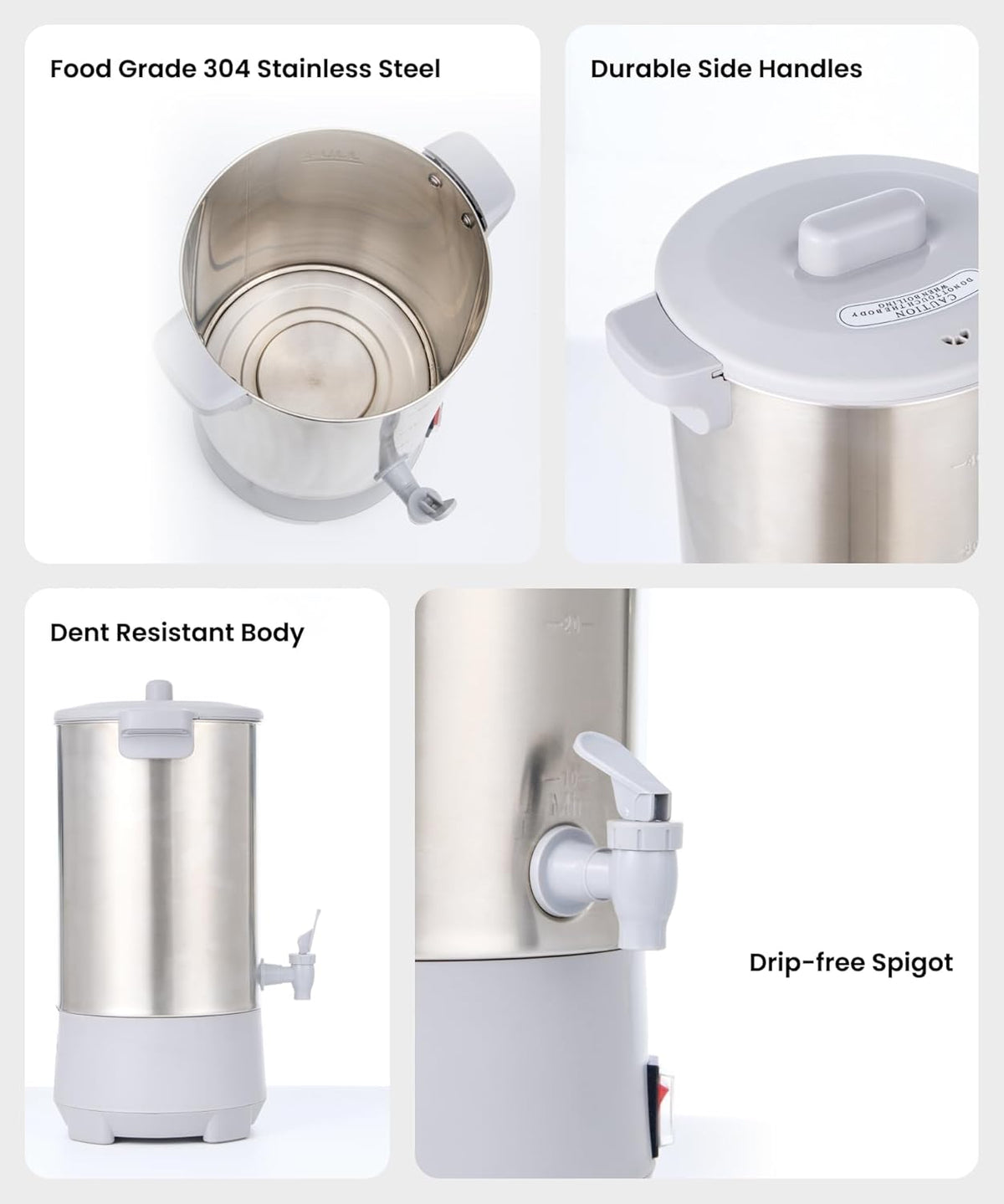 SYBO Commercial Grade Stainless Steel Percolate Coffee Maker Hot Water Urn for Catering, 30-Cup, 3.5L, Grey