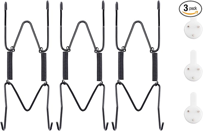 3 Pack Plate Hangers for The Wall, Suitable for 4-5 inch Art Plate, Stainless Steel Invisible Heavy Duty Wire Plate Holder with Wall Hooks, Plate Hangers for Displaying Plates, Platter, Dish, Black