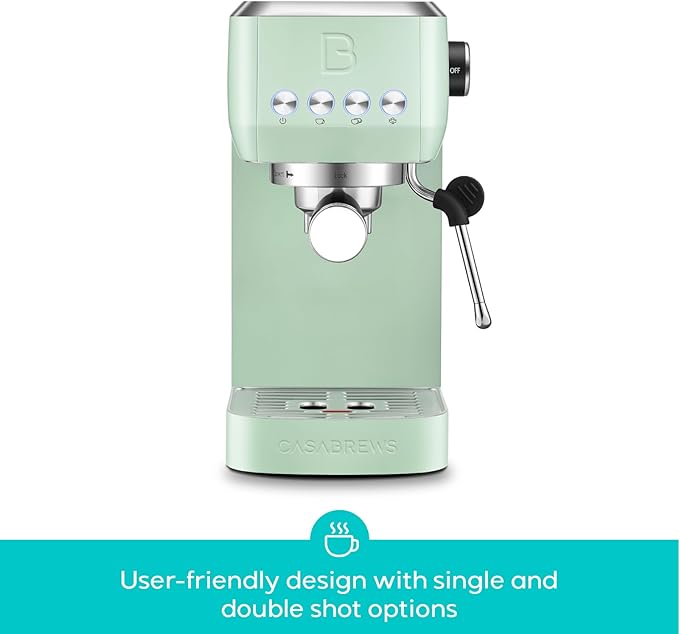 CASABREWS 3700 Essential 20 Bar Espresso Machine, Compact Coffee Maker with Steam Frother, Cappuccino & Latte Maker for Home, 43.9oz Water Tank, Pastel Green