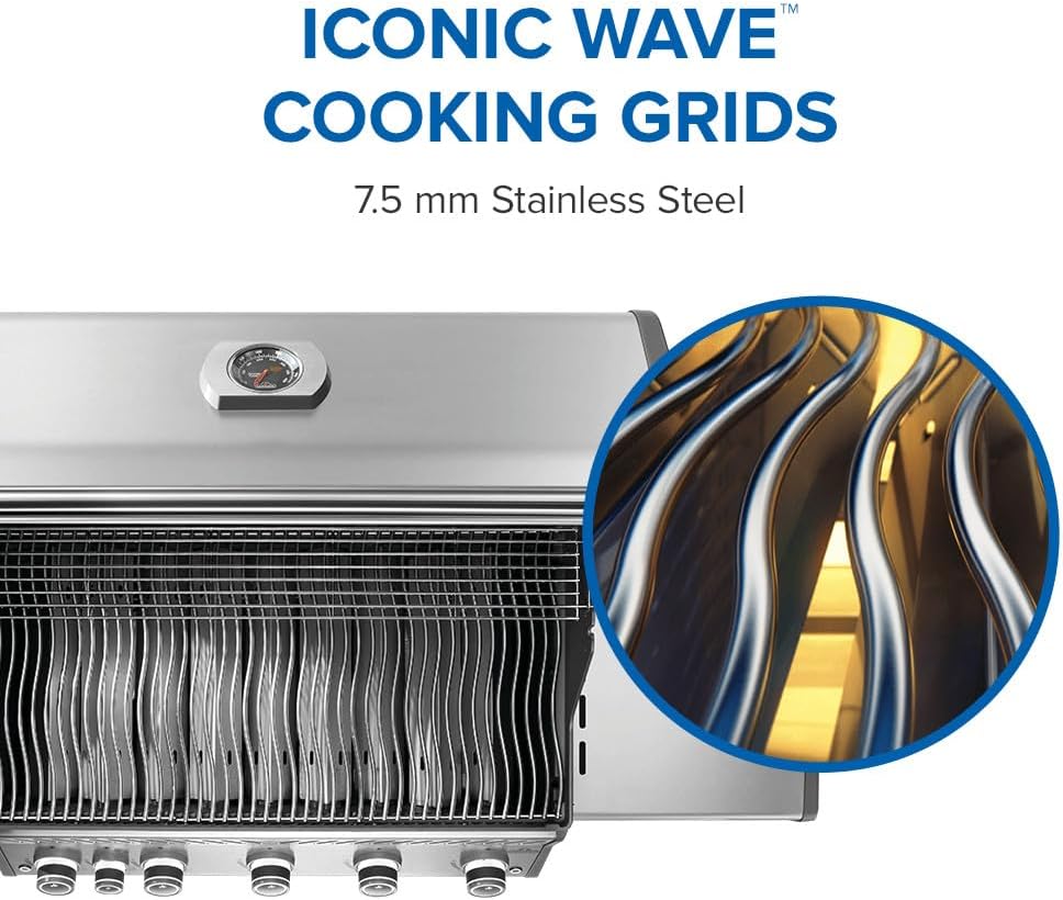 Napoleon Rogue PRO 625 Natural Gas Grill with Infrared Side Burner, Stainless Steel, Durable 6-Burner BBQ