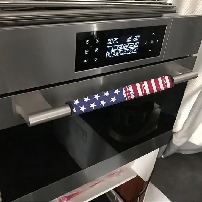 Refrigerator Door Handle Covers Set of 6, Antiskid Protector for Fridge Oven Dishwasher Keep Kitchen Appliance Clean from Smudges, Food Stains, for 4th of July Decor, American Flag Fashion
