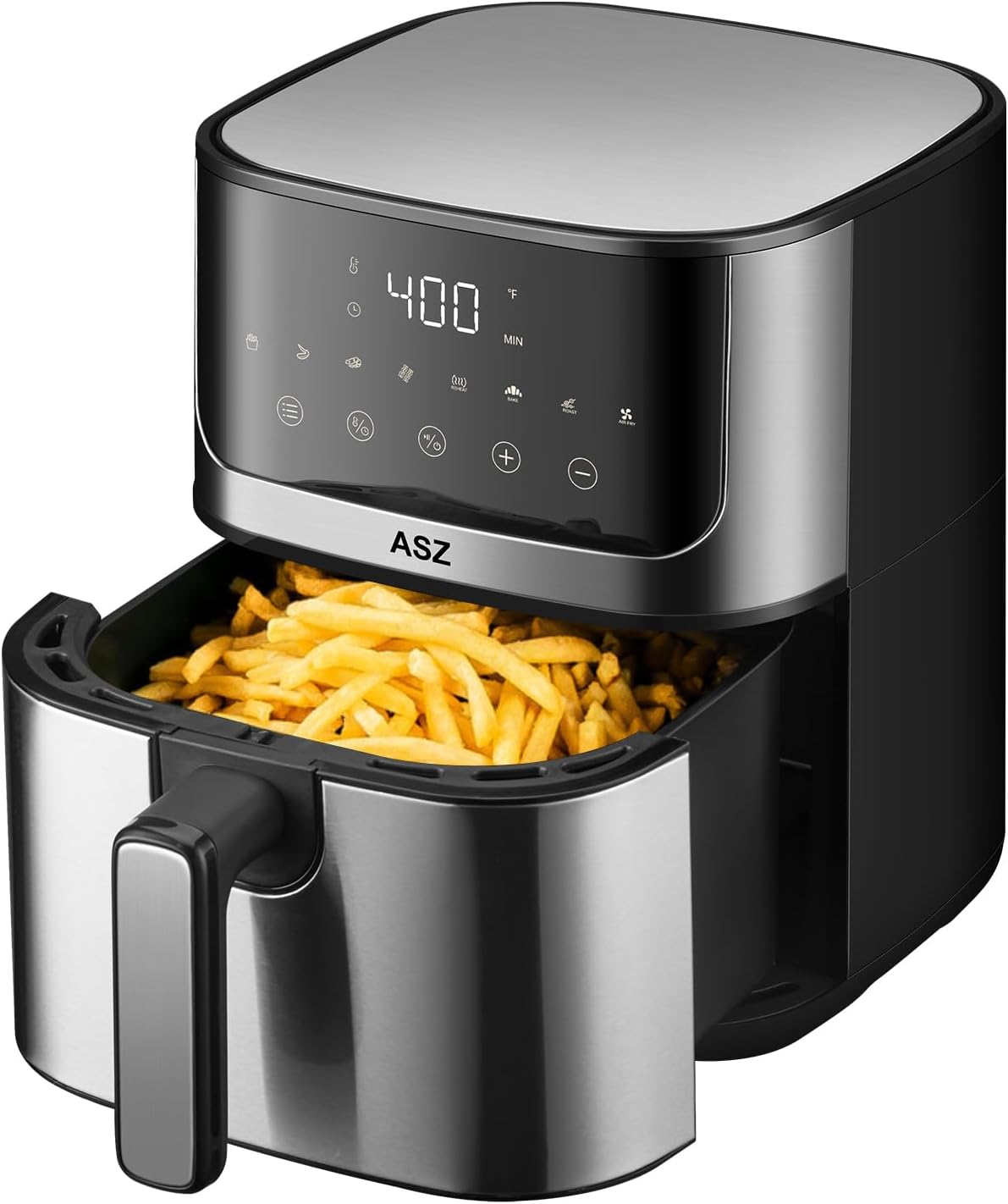 ASZ 5qt Air Fryer Digital for dorm office- Compact Airfryer Design for 2-3 people, 8 in 1 Presets Bake Toast Broil Reheat Bacon Fries Chicken Shrimp Non-Stick Kitchen Airfry Countertop Gift