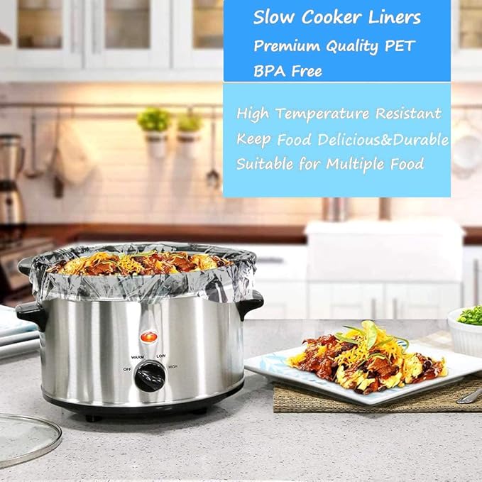 Slow Cooker Liners Small Size Pot Liners Disposable Cooking Bags Fit 1QT to 3QT Suitable for Slow Cooker and Oval & Round Pot (16)