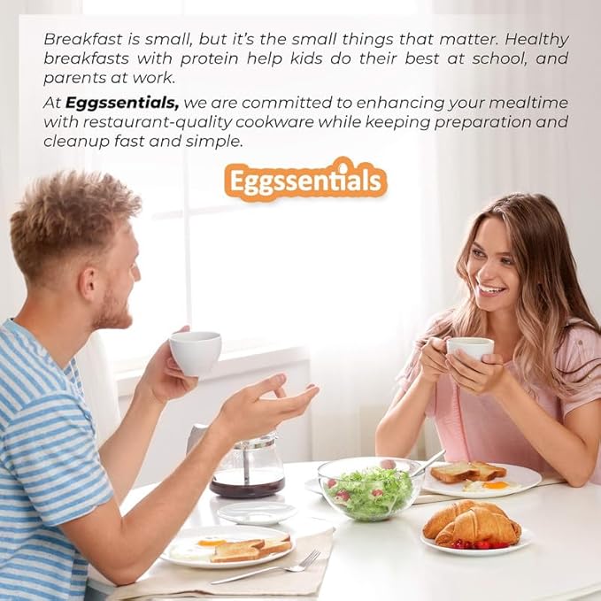 Eggssentials 2 IN 1 Egg Pan & Egg Poacher Pan, Granite Nonstick Fry Pan Poached Egg Maker and Frying Skillet with Lid, Poached Eggs Cooker Food Grade Safe PFOA Free with Spatula, Egg Cookware - 4 Cups