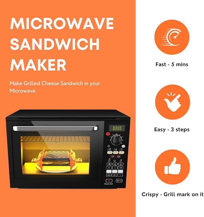MACONEE 10" Universal Microwave Crisper & Panini Press Sandwich Maker - 2-in-1 Cookware Set for Perfect Crispy Pizza, Chicken Nuggets & Toast | Fast Grilling