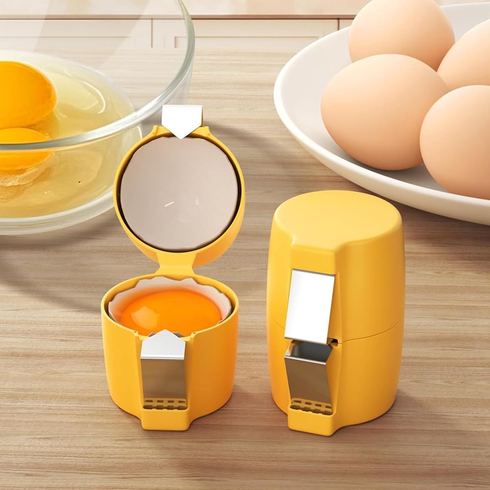 3 Pcs Egg Shell Opener Remover, Eggs Peeler Separator for Boiled and Raw Eggs, Stainless Steel Eggshell Cutter Kitchen Tools for Cooking and Breakfast Prep (Orange)