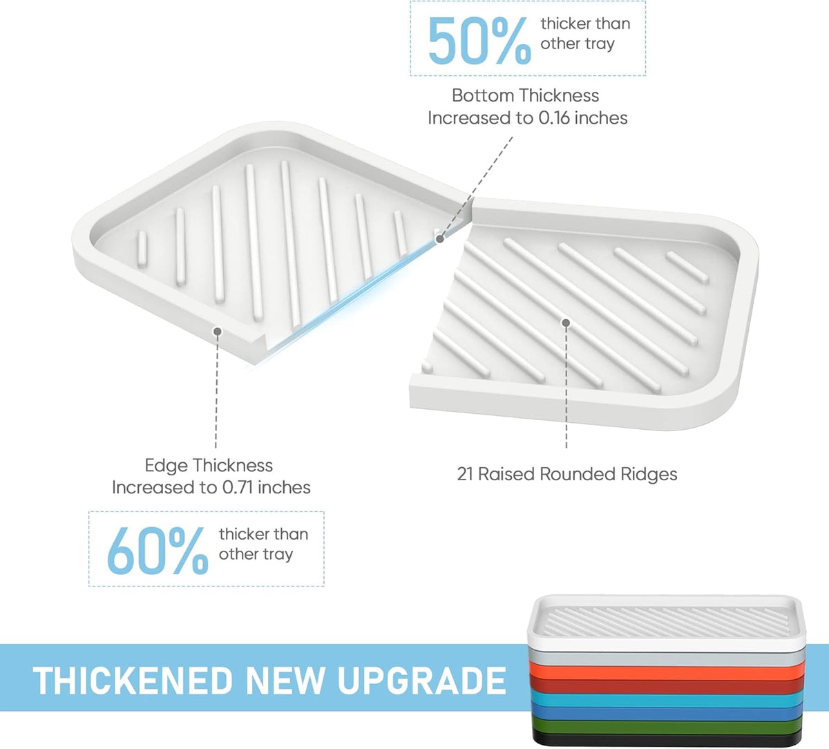 EG-SIPRO Silicone Sponge Holder, Large 10" Kitchen Sink Organizer Tray, Sponge Caddy, Dish Soap Holder, Scrubber, Soap Dispenser, Scouring Pad