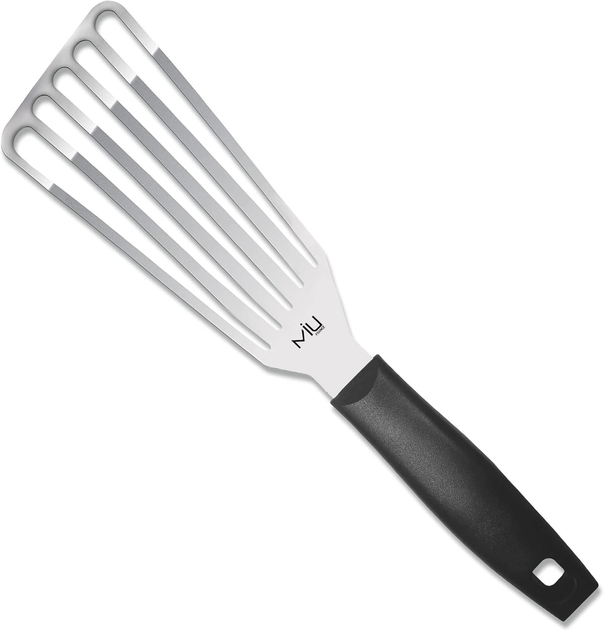 MIU Fish Spatula Stainless Steel, Slotted Flexible Metal, Lightweight Barbecue Turner, 6.5 inch Blade, Plastic Handle with Hole, Grilling Utensils