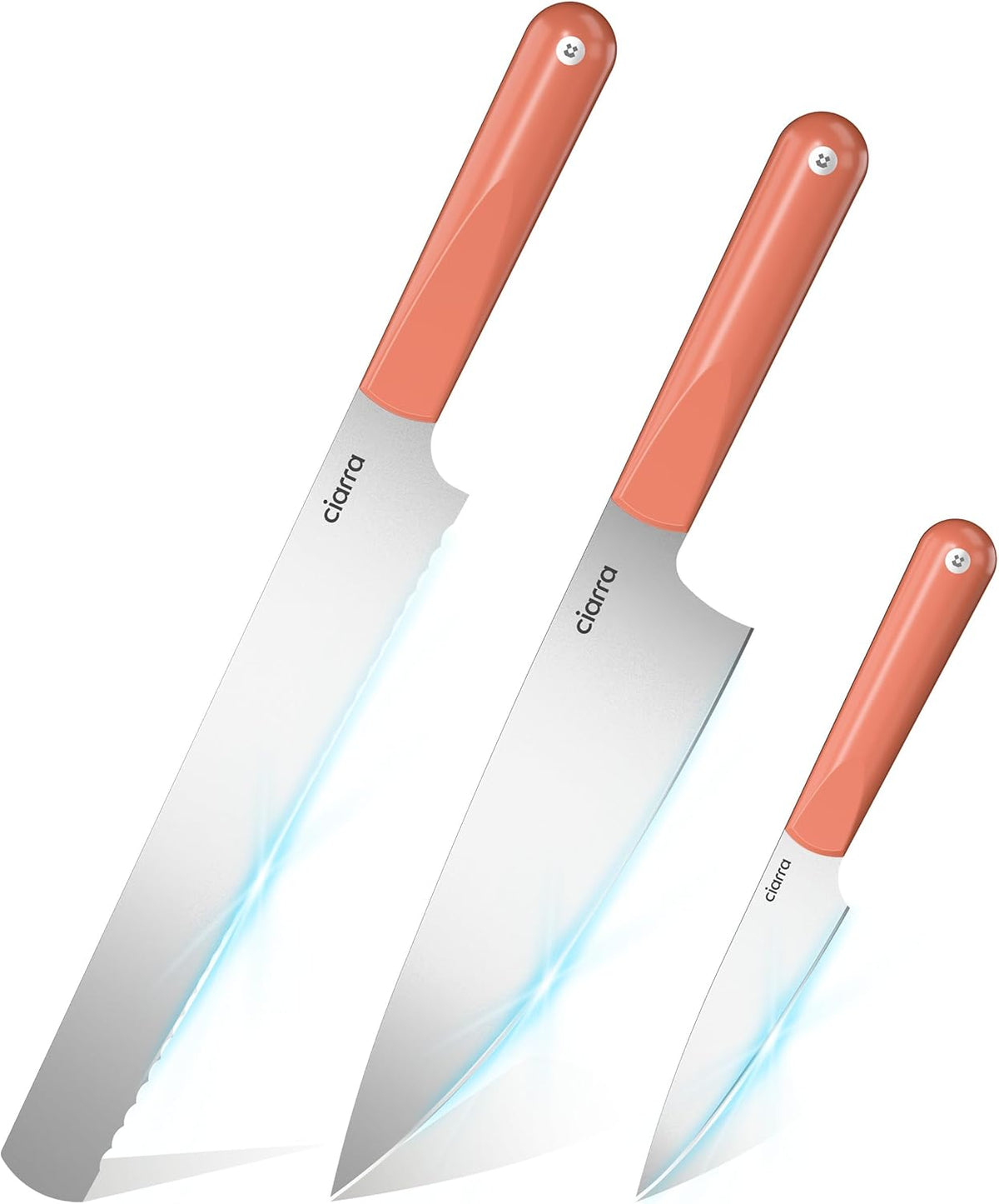 CIARRA Professional Kitchen Knife Set 4 PCS - Chef Knife Set, Bread Knife, Utility Knife, High Carbon Stainless Steel Cooking Knives with Gift Box (Orange)