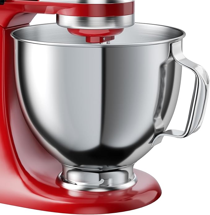 5 QT Food-Grade Stainless Steel Mixer Bowl Compatible With KITCHENAID TILT-HEAD STAND MIXERS 4.5-5 Quart, with Anti-slip handle & Prominent Clasp, Stainless Steel Polished