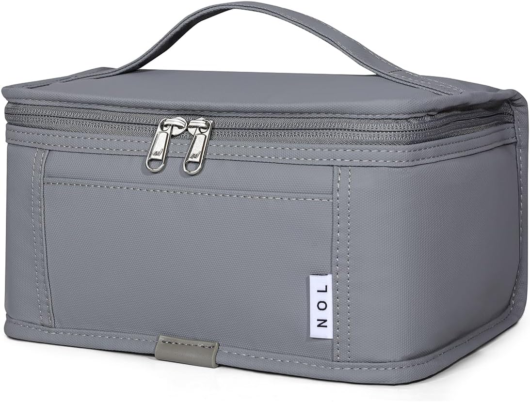 NOL Natural Organic Lifestyle Small Lunch Bag Mini Lunch Box Insulated Lunch Bag for Men/Women Leakproof Cooler Tote Bag Lightweight Nylon Waterproof Lunch Box For Work,Light gray