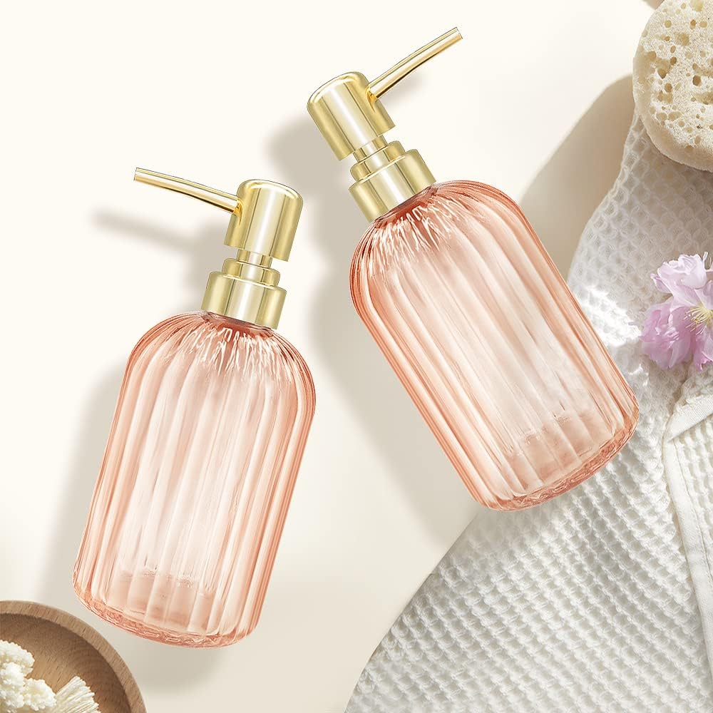 Ambre 2 Pack 14 Oz Kitchen Soap Dispenser with Pump, Transparent Bottle for Hand or Dish Soap