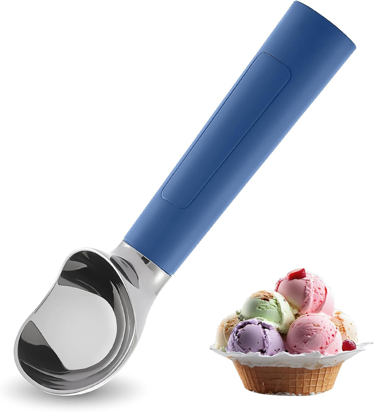 Heated Ice Cream Scoop Rechargeable, Electric Warming Ice Cream Scooper with LED Display, Heats to 158°F for Hard Ice Cream, Easy for Seniors & Kids, IP67 Waterproof (Blue, 2 oz)