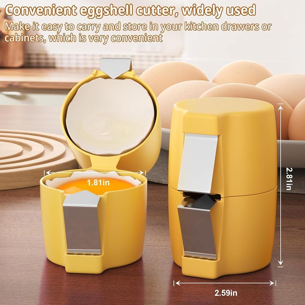 3 Pcs Egg Shell Opener Remover, Eggs Peeler Separator for Boiled and Raw Eggs, Stainless Steel Eggshell Cutter Kitchen Tools for Cooking and Breakfast Prep (Orange)