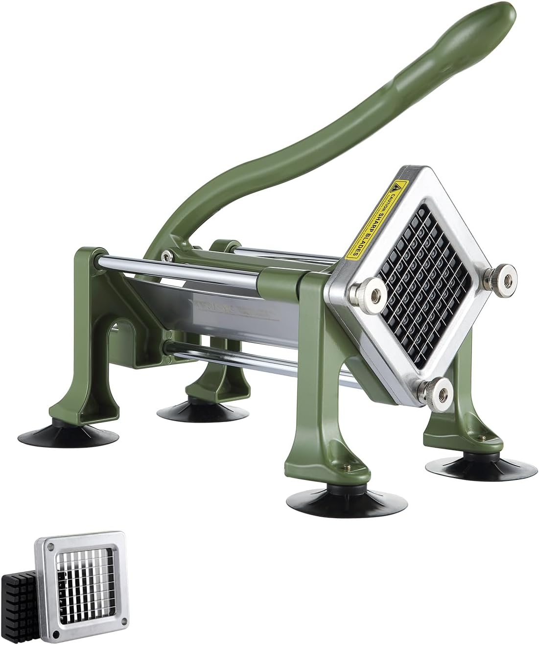 VEVOR French Fry Cutter, Potato Slicer with 3/8-Inch Stainless Steel Blade, Manual Potato Cutter Chopper with Suction Cups, Great for Potato, French Fries, Cucumber, Vegetables, Carrot