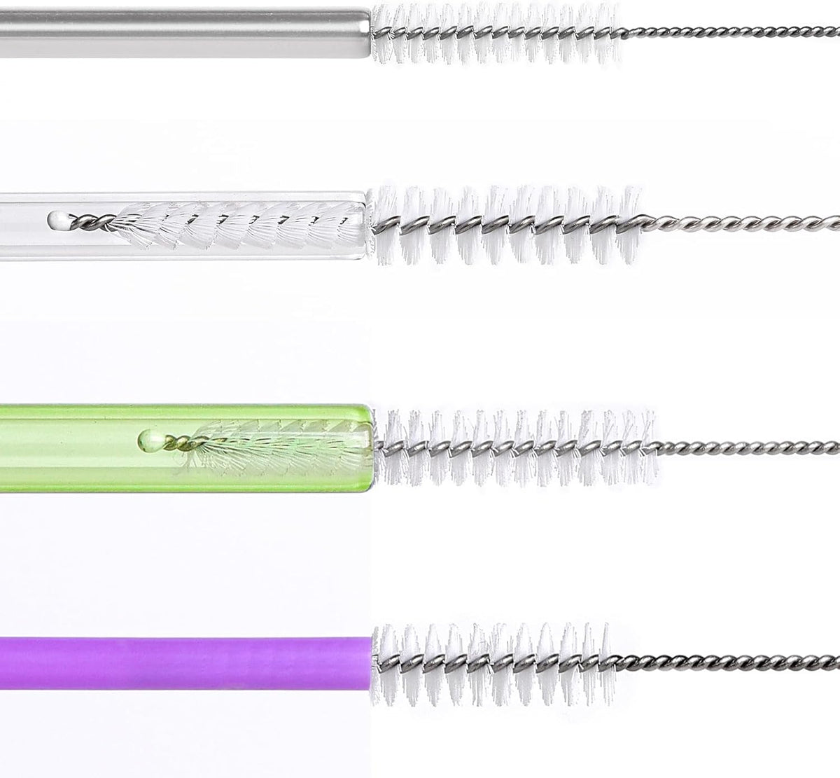 AZEN 15 Pack Straw Cleaner Brush Set, 12 inch Extra Long, 5 Different Diameters Reusable Cleaning Brush for Sippy Cup, Water Bottle and Tubes
