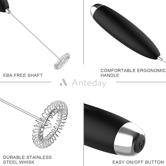 Electric Milk Frother Handheld, Frother Wand for Coffee, Battery Operated (Not included) Drink Mixer Matcha Whisk, Foam Maker for, Frappe Hot Chocolate, Cappuccino, Lattes