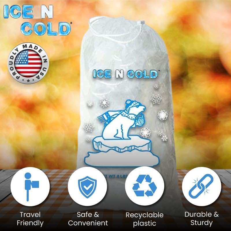 Ice Bags with Drawstring Closure | 10lb, 400ct/cs | 41 mic Thickness | Portable Storage and Freezer Keeper