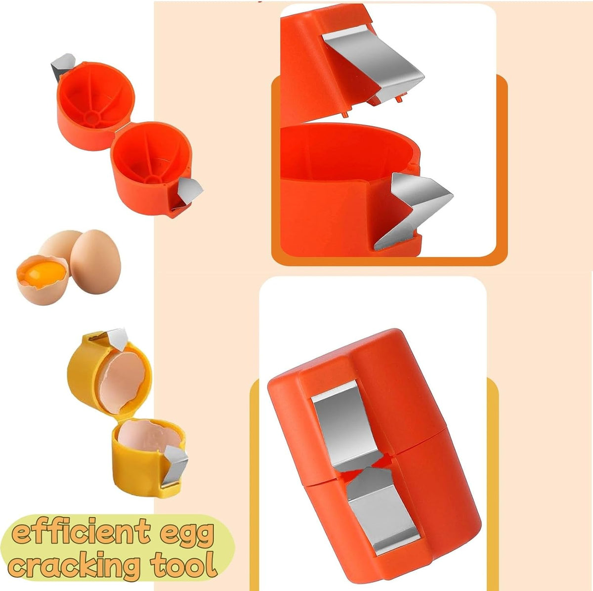 Stainless Steel Egg Opener,Egg Opener For Hard Boiled Eggs,Efficient Egg Cracking Tool，Perfect For Baking, No Shells，No Mess – Perfect Omelets, Scrambled Eggs & Baking. (3-in-1)