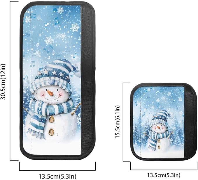 Home Kitchen Decorative Fridge Door Handle Covers Set of 6, Non Slip Kitchen Appliance Decoration for Fridge Dishwashers Microwave Christmas Snowman Blue