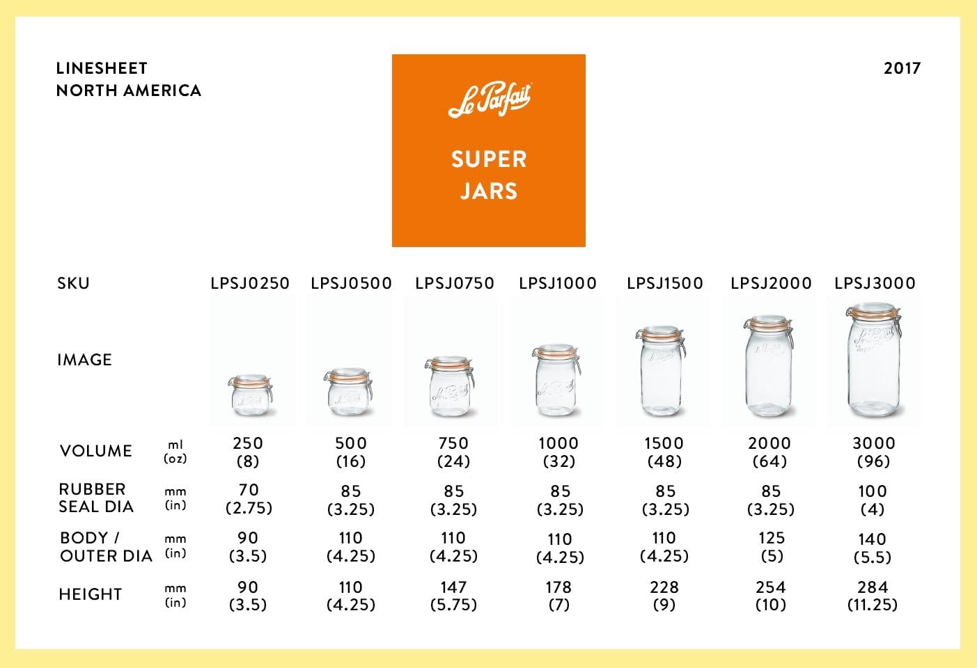 Le Parfait Super Jar, Canning Jars, 500mL French Glass Canning Jar w/Round Body, Glass Jars With Airtight Lid, Canning Jars Wide Mouth, Glass Jar w/Lid, Clear Jars, Clear Glass Jars (16oz/Pint, 1 pk)