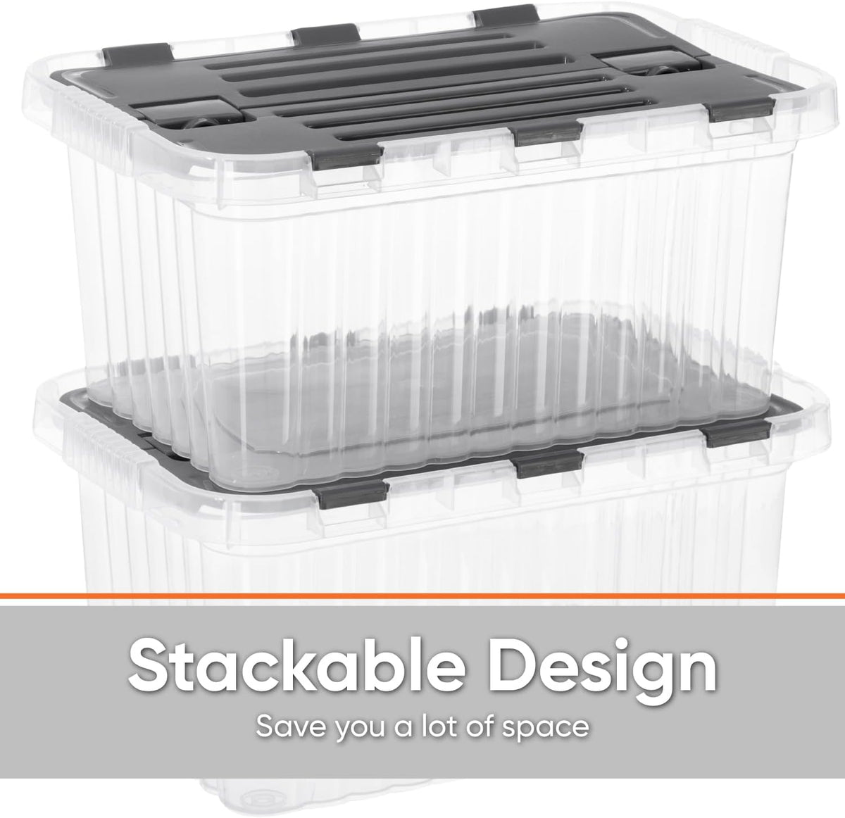 Superio Storage Bins with Lids, Clear Plastic Containers for Organizing, Stackable Totes, BPA Free, Odor Free, Organizer Boxes for Home, and Dorm (4 Pack, 15"x10"x7")