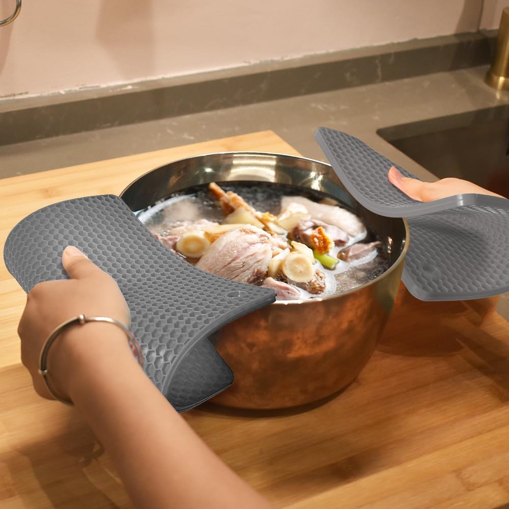homEdge Silicone Square Trivets Mat, 6 Packs Multipurpose Non Slip Heat Resistant Pot Holder-Gray