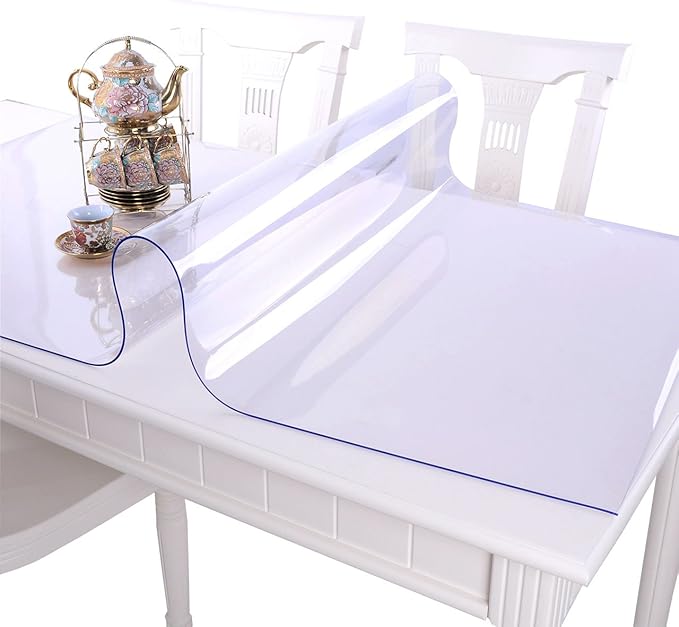 NECAUX Custom 18 x 79 Inch Clear Table Cover Protector, 1.5mm Thick Water Resistant Plastic Non-Slip Table Pad Table Cover Protector for Coffee Table Decor, Writing Desk, Trainning Table, Vanity Table