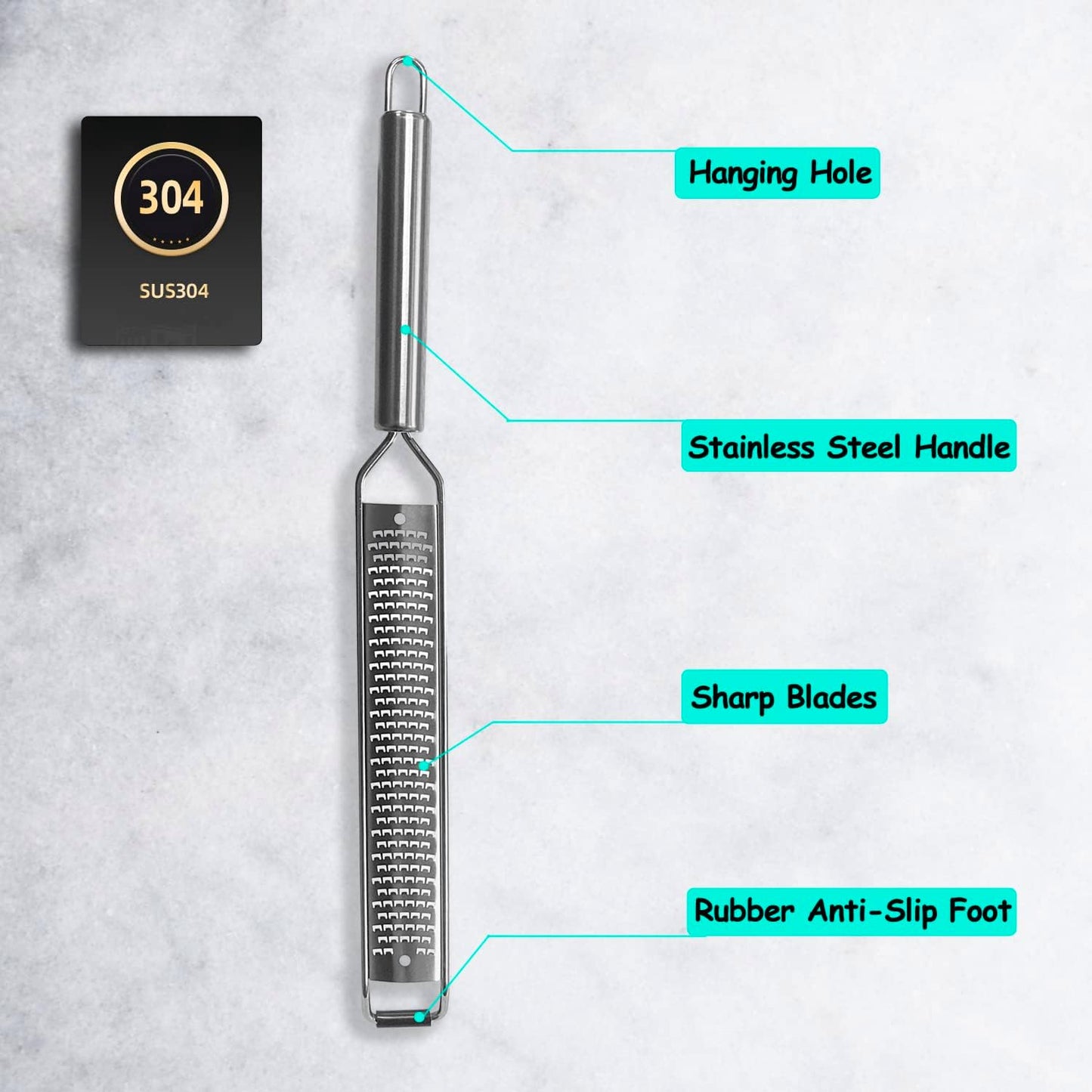 VOVOLY Lemon Zester, Cheese Grater, Parmesan Cheese, Ginger, Garlic, Nutmeg, Chocolate, Citrus, Lime Zester & Grater, Kitchen Tool with Razor-Sharp Stainless Steel Blade