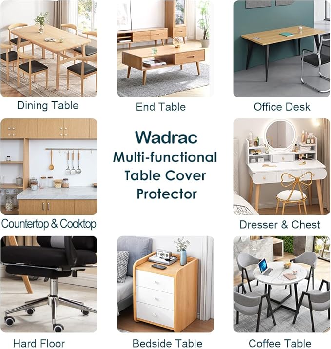 Wadrac Clear Table Protector Plastic Table Cloths PVC Night Stand Table Cover Mat Office Desk Mat Shelf Surface Protection Crystal Children Painting Cover Pad Transprent Rectangular 27.6x78.8 inch