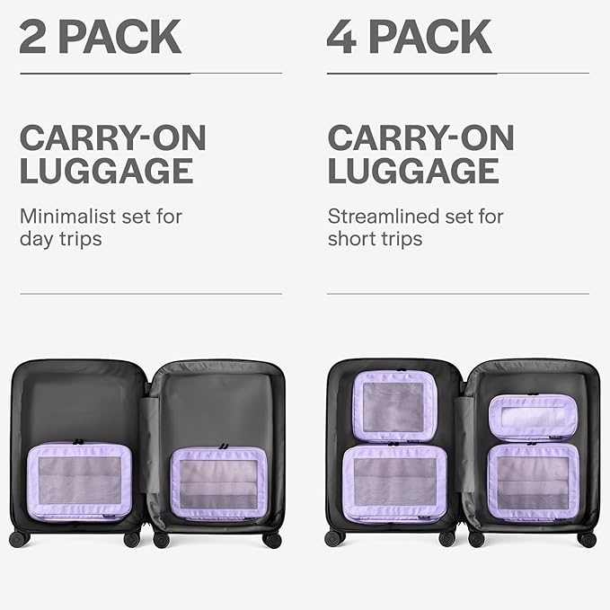 Aerotrunk Compression Packing Cubes for Travel - Luggage Organizer Bags - Double Zipper Packing Cubes for Suitcases (2-Pack, Purple)