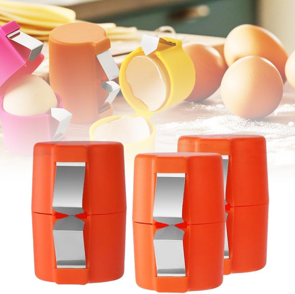 3 Pcs Egg Shell Opener Remover, Eggs Peeler Separator for Boiled and Raw Eggs, Stainless Steel Eggshell Cutter Kitchen Tools for Cooking and Breakfast Prep (Orange)