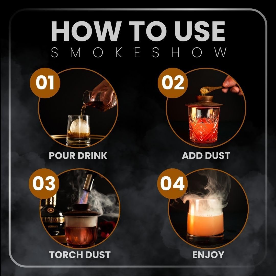 Premium Walnut Wood Cocktail Smoker with One 4 oz Tin of Wood Chips. Great for Whiskey & Old Fashion. Coated in Safe Food Natural Beeswax, Non-toxic Top by Smokeshow (Apple)