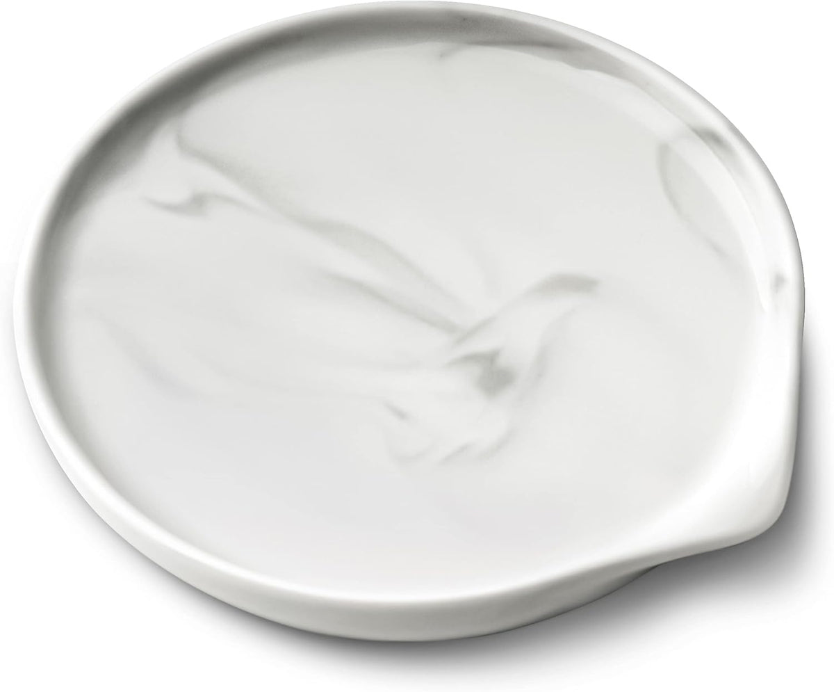 Large Spoon Rest,Ceramic Spoon Rest for Kitchen Counter Dishwasher Safe Marble Decor Spoon Holder for Kitchen,5.5 Inches
