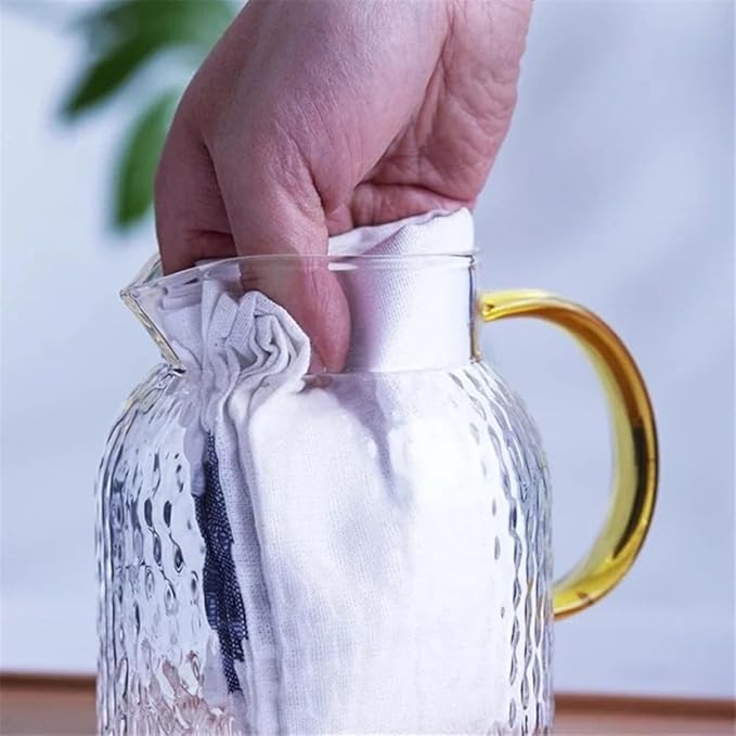 Tea Set Glass Water Pitcher with Filter Lid and Pouring Spout Heat Resistant Carafe for Hot Cold Beverages Homemade Ice Tea Bottle Teapot Set(1L)