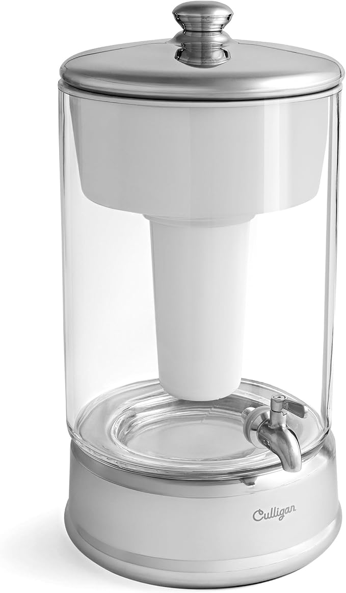 Culligan with ZeroWater Technology 40-Cup Glass Water Filter Dispenser – Includes 5-Stage Advanced Water Filter, Certified to Reduce Lead, Total PFAS (Forever Chemicals), Fluoride, and Chlorine