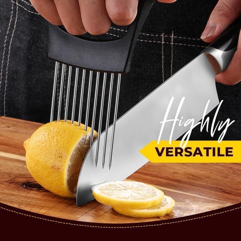 Stainless Steel Onion Slice Holder, Lemon Slicer Vegetable Cutter, Chopper Slicing Assistant Tool for Meat, Onion, Potato, Tomato Home Kitchen Tools (1 PCS)