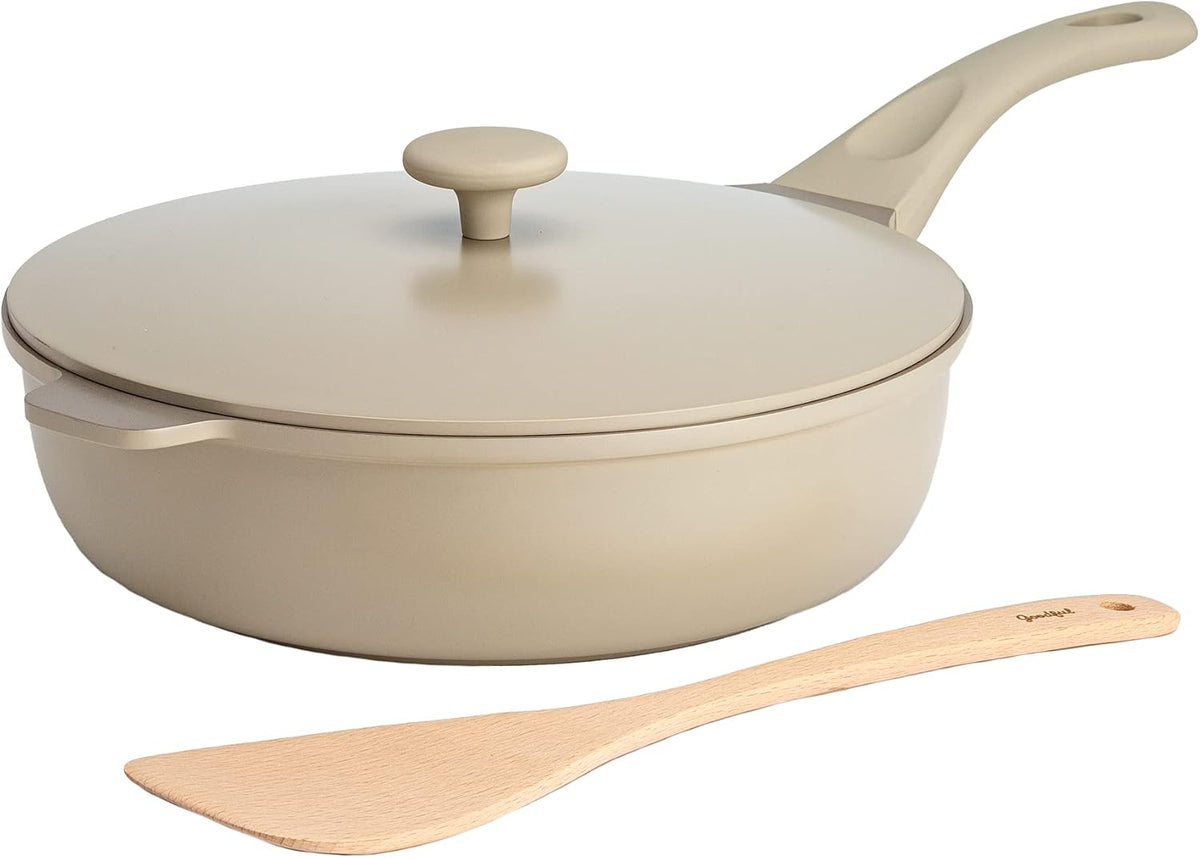 Goodful All-in-One Pan, Multilayer Nonstick, High-Performance Cast Construction, Multipurpose Design Replaces Multiple Pots and Pans, Dishwasher Safe Cookware, 11-Inch, 4.4-Quart Capacity, Linen