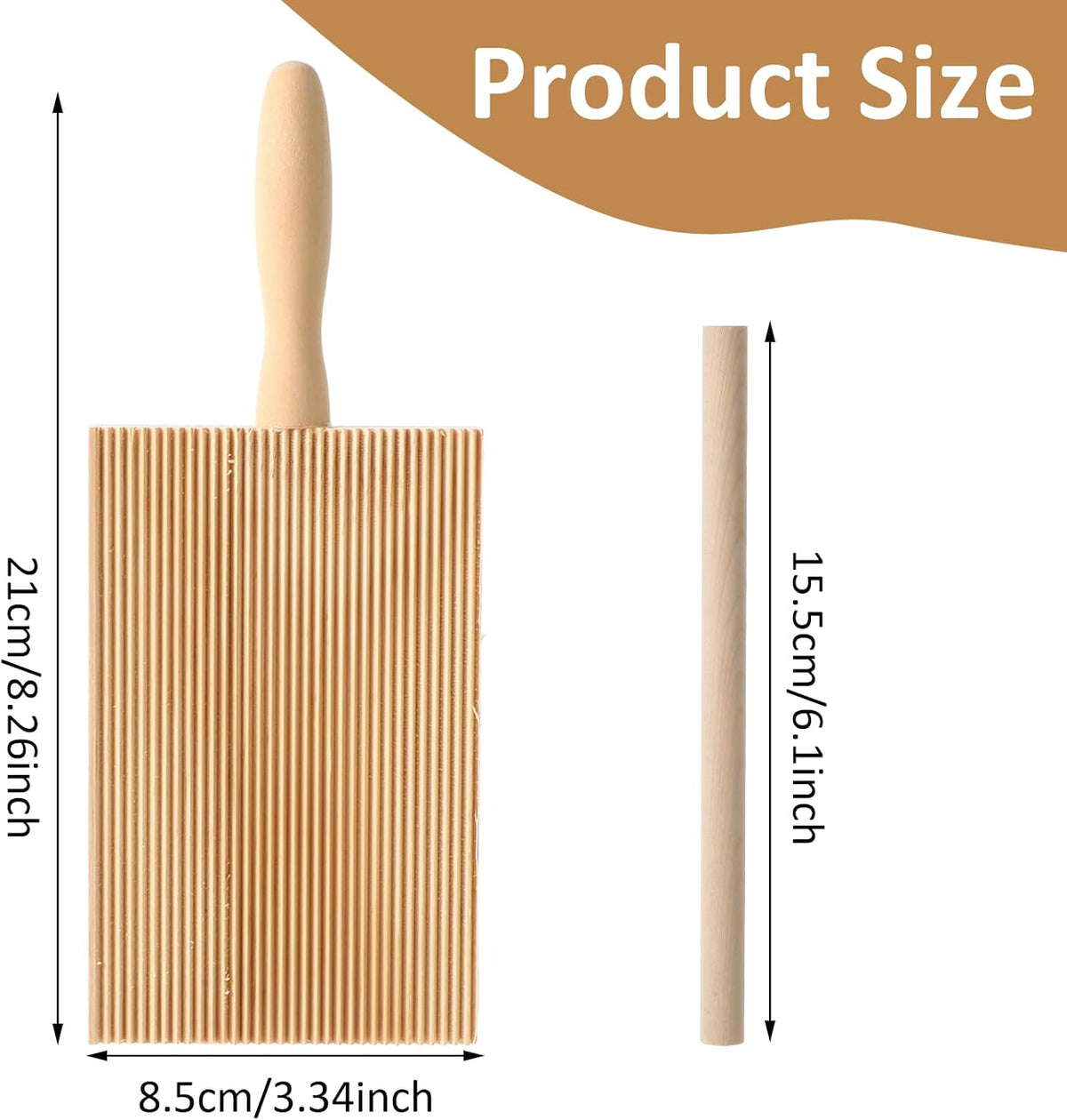 Gnocchi Boards and Ravioli Rolling Pin, Wood Gnocchi Pasta Making Tools Curved Gnocchi Board Paddle Roller for Homemade Pasta for Pasta Lovers Baking