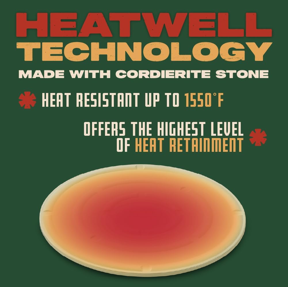 Concord Pizza Stone (2 Pack) with Cordierite Heatwell Technology. Pizza and Bread Baking, Grilling Stone. Durable and Safe (15" Round)