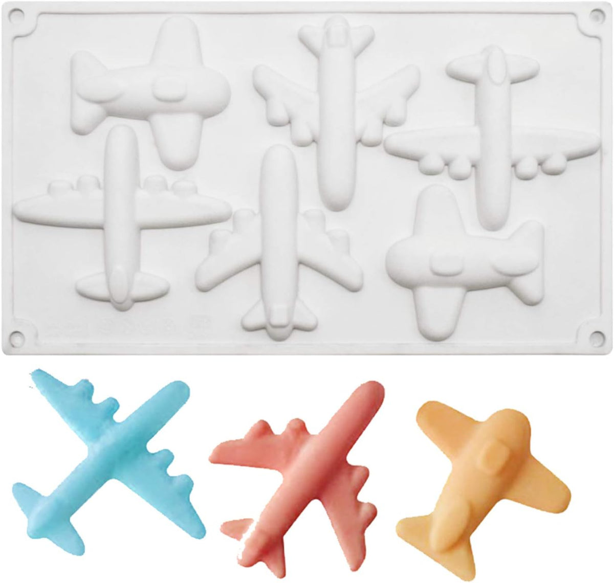 OCPO KITCHEN Airplane Silicone Molds for Baking Mousse Cake, French Dessert, Pastry, Ice Cream, Cake Decoration Mold, 3D Airplane Shape (6-Cavity)