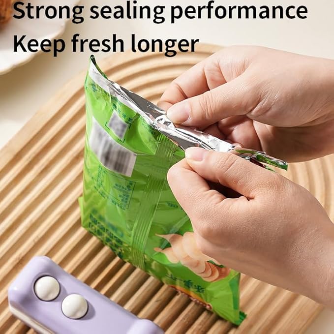 2-in-1 Mini Bag Sealer and Cutter, Rechargeable Handheld Food Storage Sealer with Magnet, Portable Crocodile Design for Chips and Snacks, Kitchen Storage Solution (Purple)