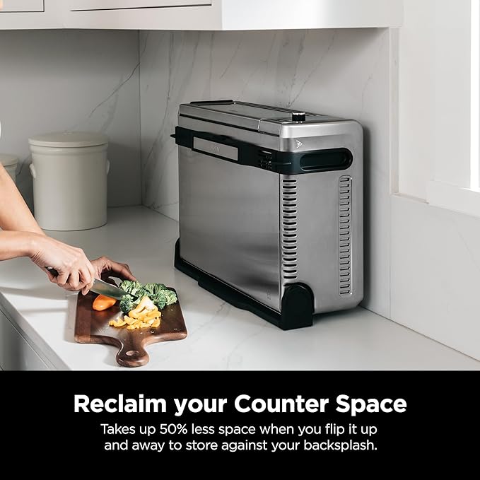 Ninja Digital Air Fryer & Toaster Oven | 8-in-1 Functionality | Flip-Up Design | XL Capacity | Air Fry Basket, Sheet Pan, Wire Rack & Crumb Tray | 1800 Watt | Silver | SP101