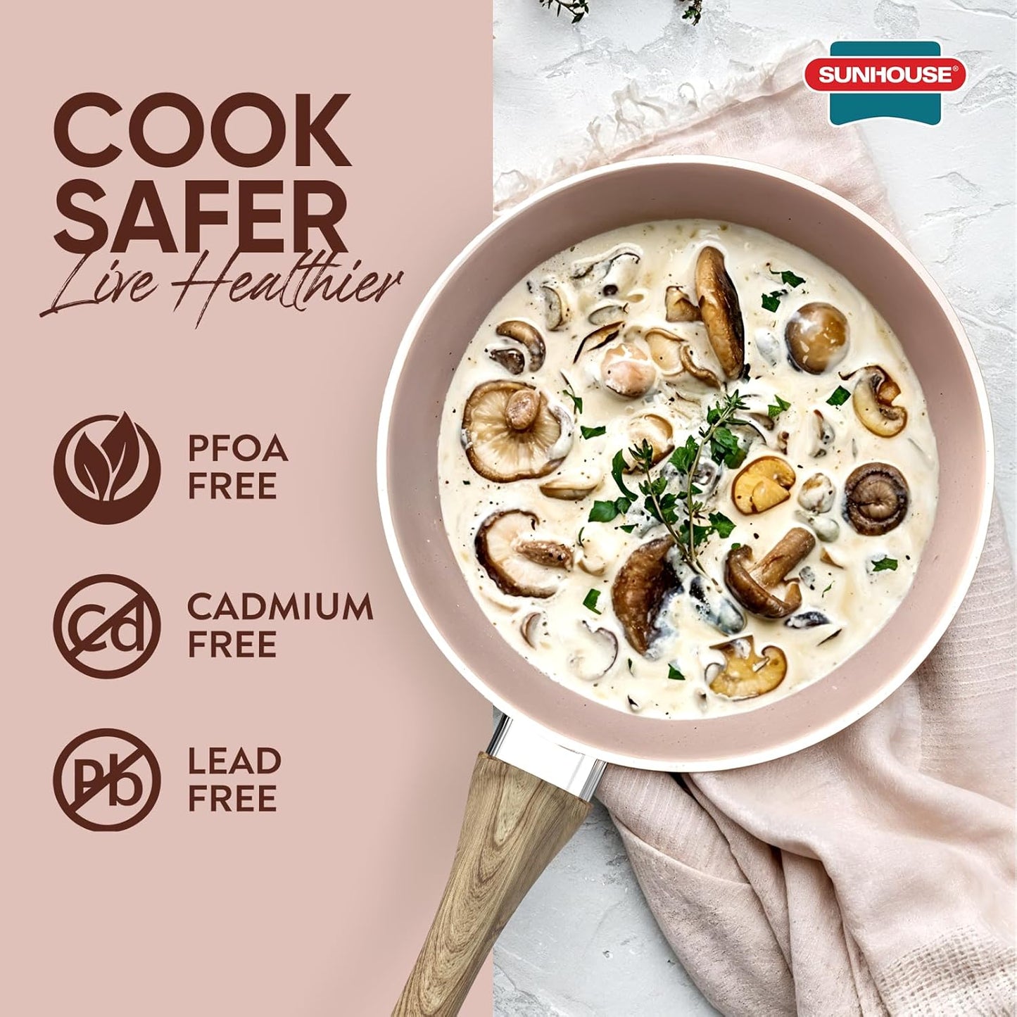 Sunhouse – Durable 8 Inch / 20 cm Nonstick Skillet, 4-Layer Non-Stick Frying Pan, PFOA-Free, Stay-Cool Handle, Induction Compatible with All Cooktops
