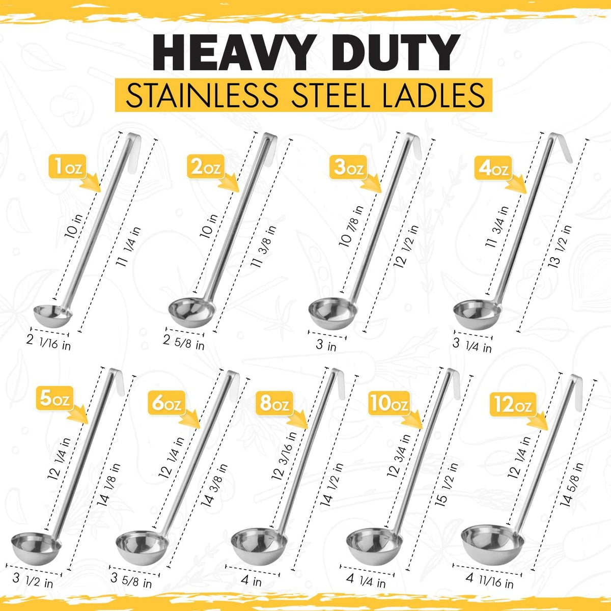 Ladle - Durable Stainless Steel Ladle Serving Measuring Soup Dressing Sauce Gravy Sturdy Dependable Long Handle for Kitchen (1, 10 Oz.)