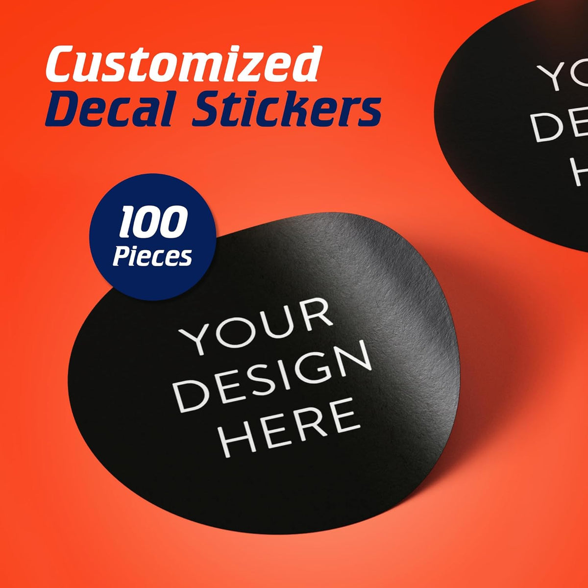 100 Custom Vinyl Stickers - Upload Your own Image, Text, Design, Logo - Personalized Logo Labels for Handmade, Packaging, Bottle, Jars, Candle, Brand Stickers (Black, 1.5x1.5)