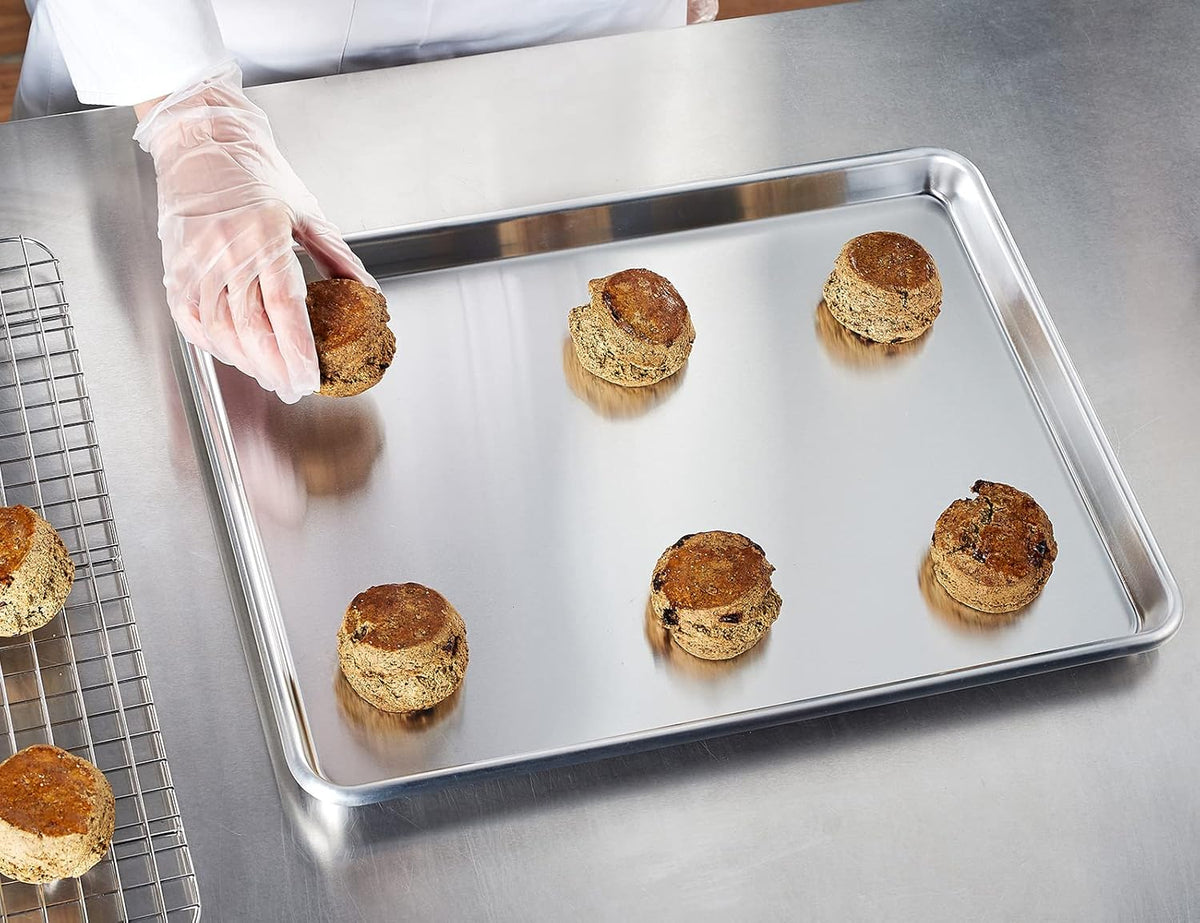 CURTA 12 Pack Aluminum Sheet Pan, NSF Listed Half Size 18 x 13 inch Commercial Bakery Cake Bun Pan, Baking Tray